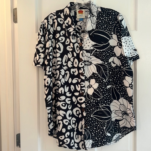 FARM Rio Tops - Farm Rio + Anthropologie Black & White Blouse Size L